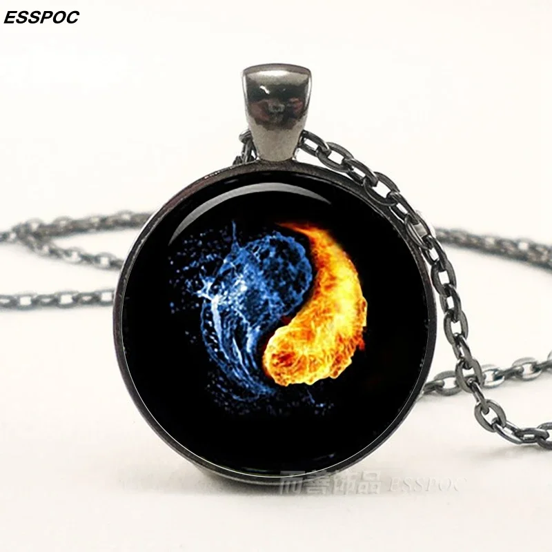 Phoenix collana Steampunk Yin Yang albero della vita pendente Cabochon in vetro collana a catena nera uomo donna accessori moda regali