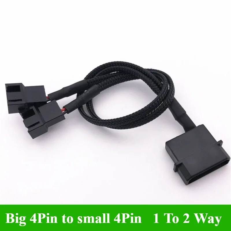 Big 4Pin Fan Splitter 1 to 1 2 3 4 5Way Sleeved Braided Adapter Computer Fan Power Extension Cable Converter For Matherboard CPU