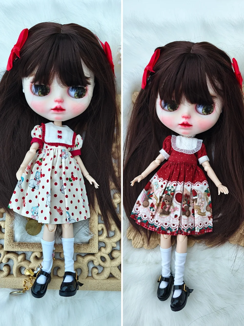 

blythe doll clothes Vintage Cute Red barbie dress Handmade Dress for Blythe doll 28-30 cm Accessories OB22 OB24 AZONE