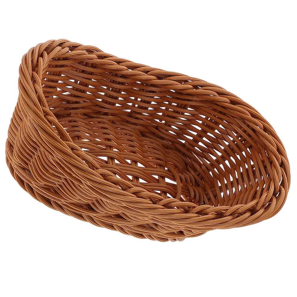 

Woven Basket Fruits Hampers Daily Use Bread Wear-resistant Creative Imitation Rattan Tray Chip