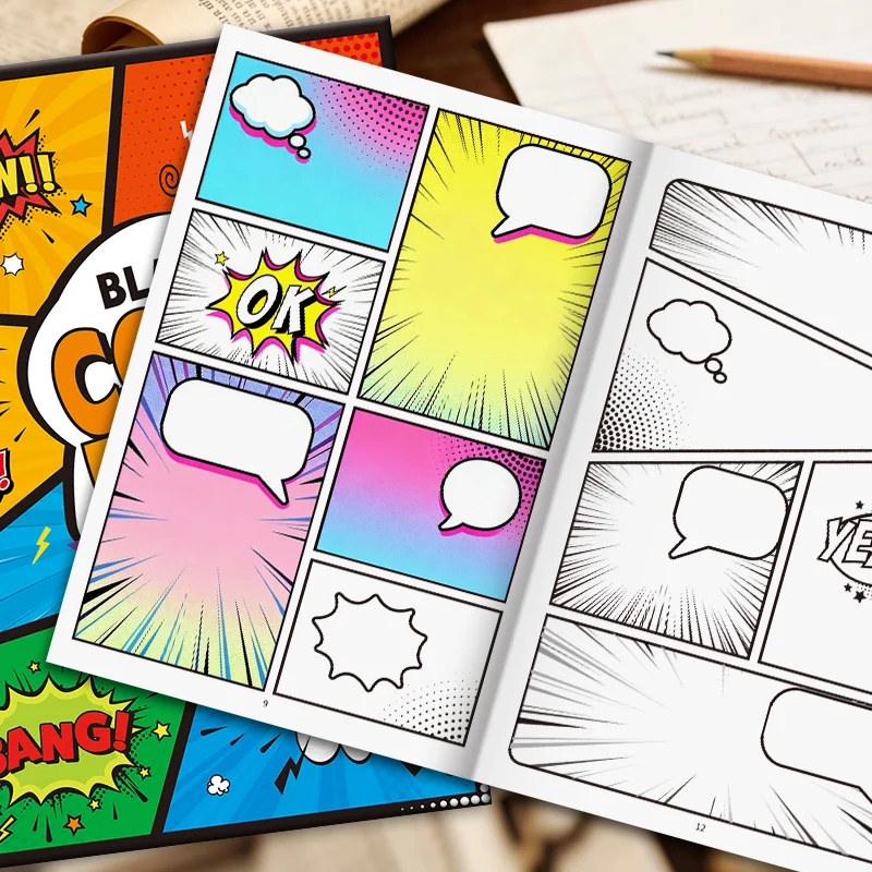Drawing Book Comic Graffiti Drawing Book, Splicing Style Hand Drawn Comic Decompression Drawing 32 Page Splicing Blank