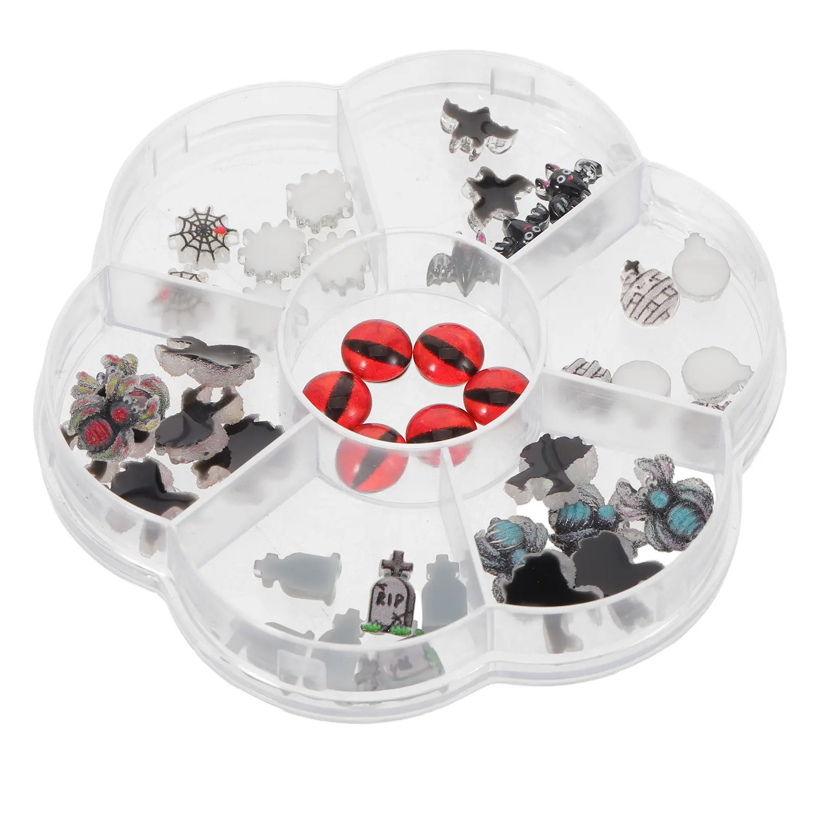 1 Box Halloween Nail Charms Resin Nail Art Supplies DIY Party Makeup Cute Spooky Halloween Elements Spider Bat Manicure Decor