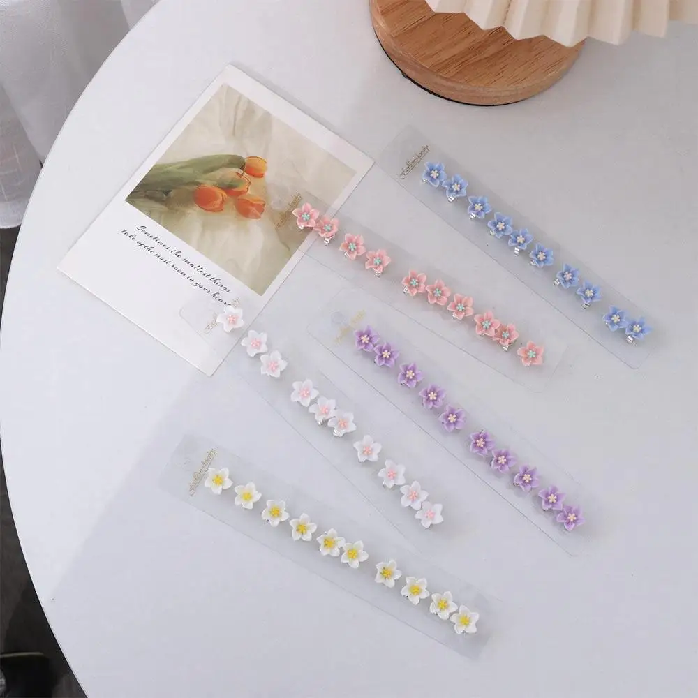 Trendy 10pcs/set Girl Hair Styles Holder Hair Accessories Kid Hair Claws Small Hairpins Soft Ceramics Flower Hair Clips