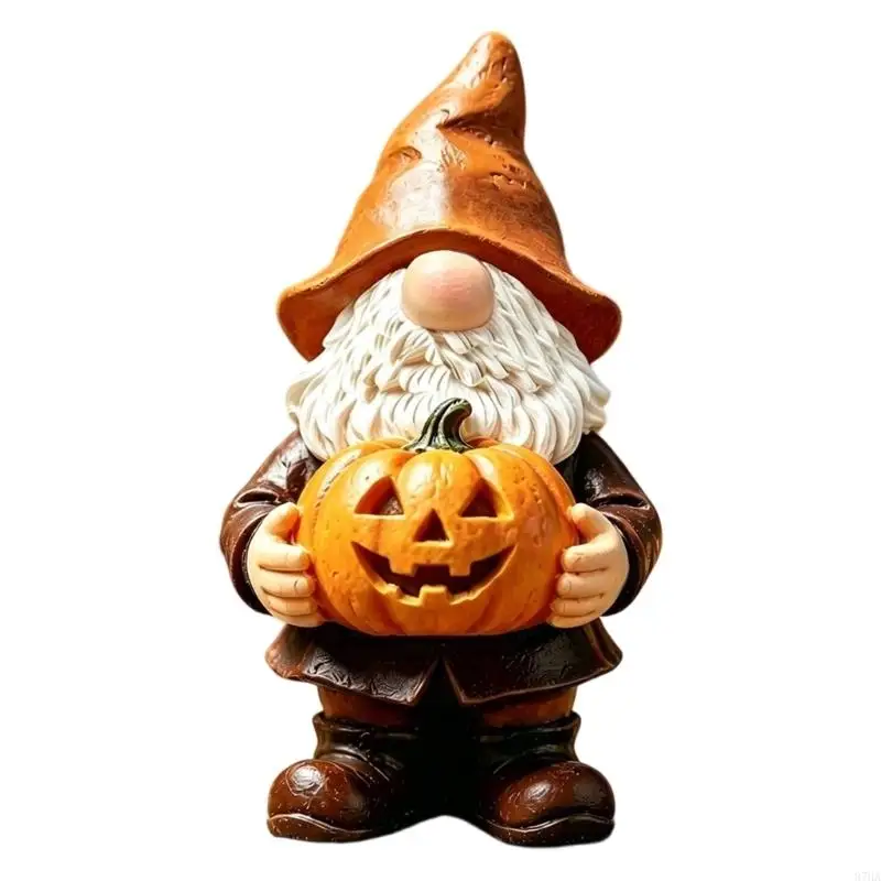 Halloween Gnomes Figurines Decors Holiday Figurine Statue for Fall Harvest Shelf and Garden Display, Bearded Character 87HA