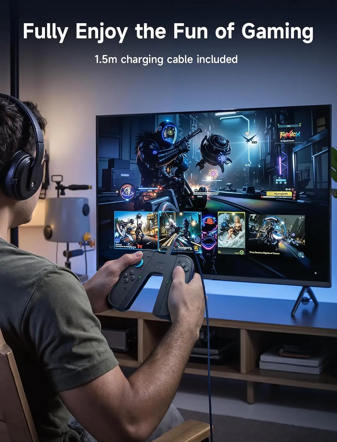 JSAUX Ergonomic Switch 2 Charging Controller for Nintendo Switch 2, Magnetic Controller, Compatible with Switch 2 Joycon