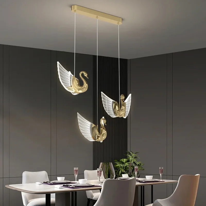 

New Nordic swan Minimalist LED Pendant Lights Modern Bedside Hanging Lamp Creative Design Staircase Ceiling Chandelier Lighting