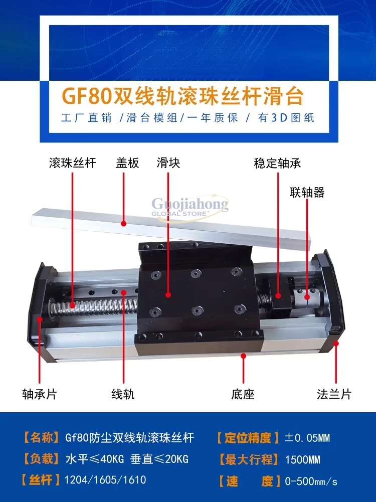 Manufacturer's hot-selling price GF80 sealed dust-proof ball screw linear guide slide module