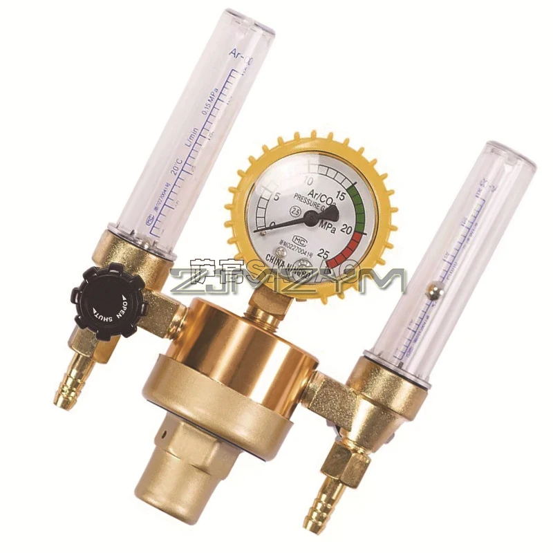 Argon/CO2 Regulator, Mig Tig Flow Meter Gas Regulator Gauge Welding Weld Argon Regulator Dual Output CO2 Flowmeter for TIG MIG