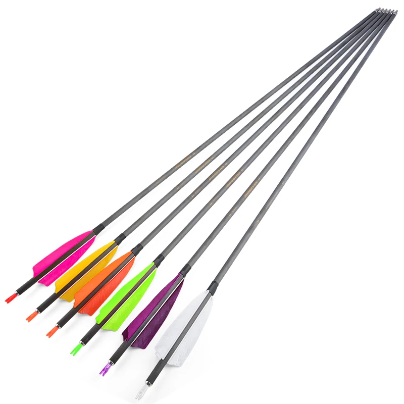 6/12pcs Carbon Arrows 35 Inches Spine 400 ID 6.2mm Archery Arrows for Compound Recurve Bow Hunting Shooting Accessories