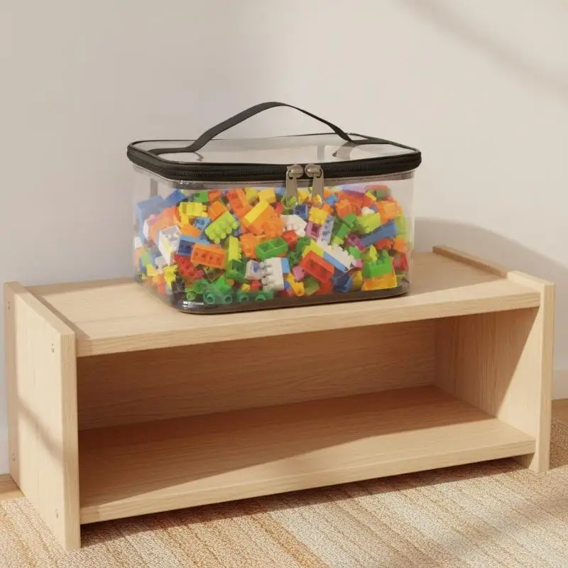 Transparent Mesh Zipper Toy Storage Bag Large Capacity Puzzle Block Organizer
