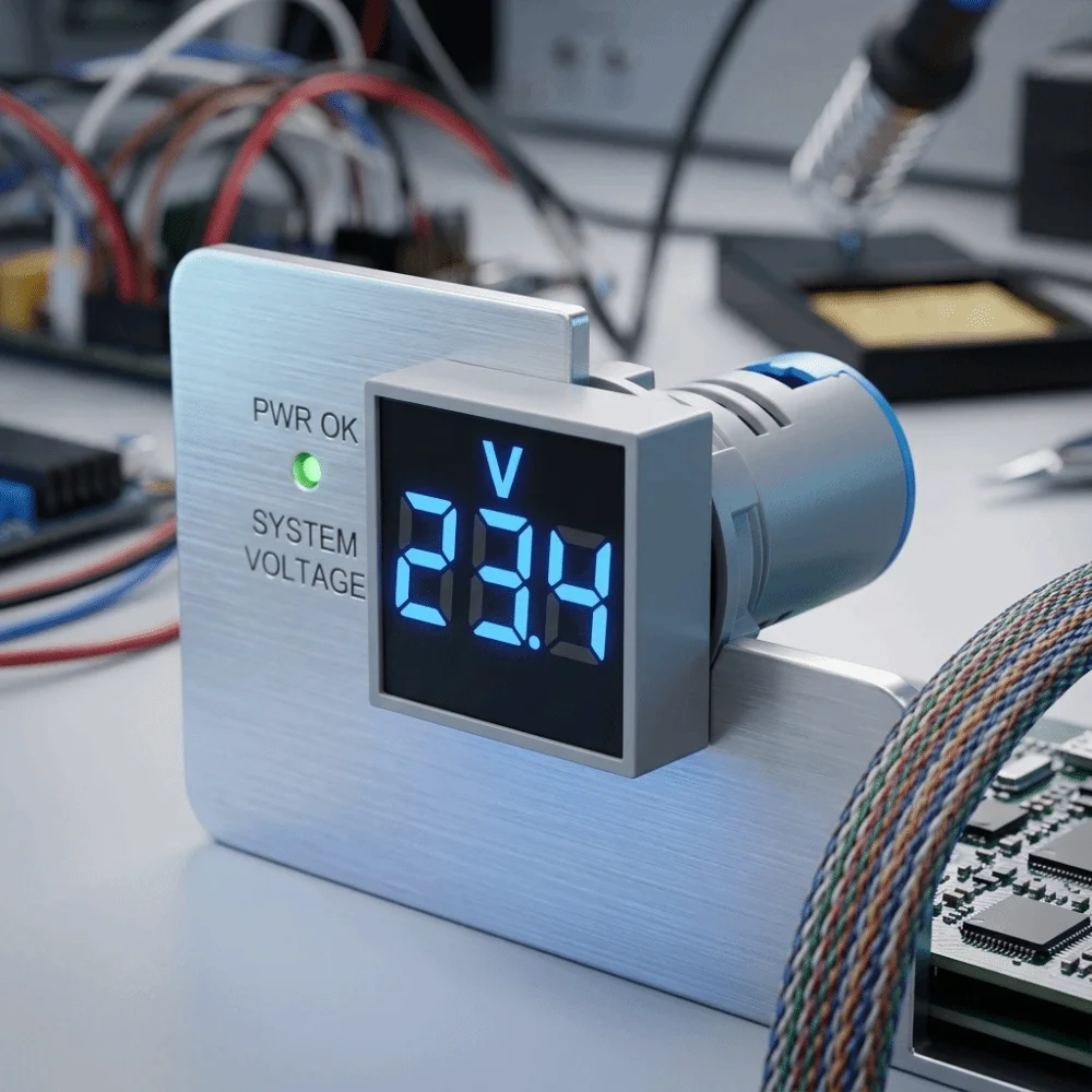 New 22mm Cutout Digital Voltage Meter Indicator Light 60-500V AC Square Panel Meter Waterproof Panel LED Voltmeter