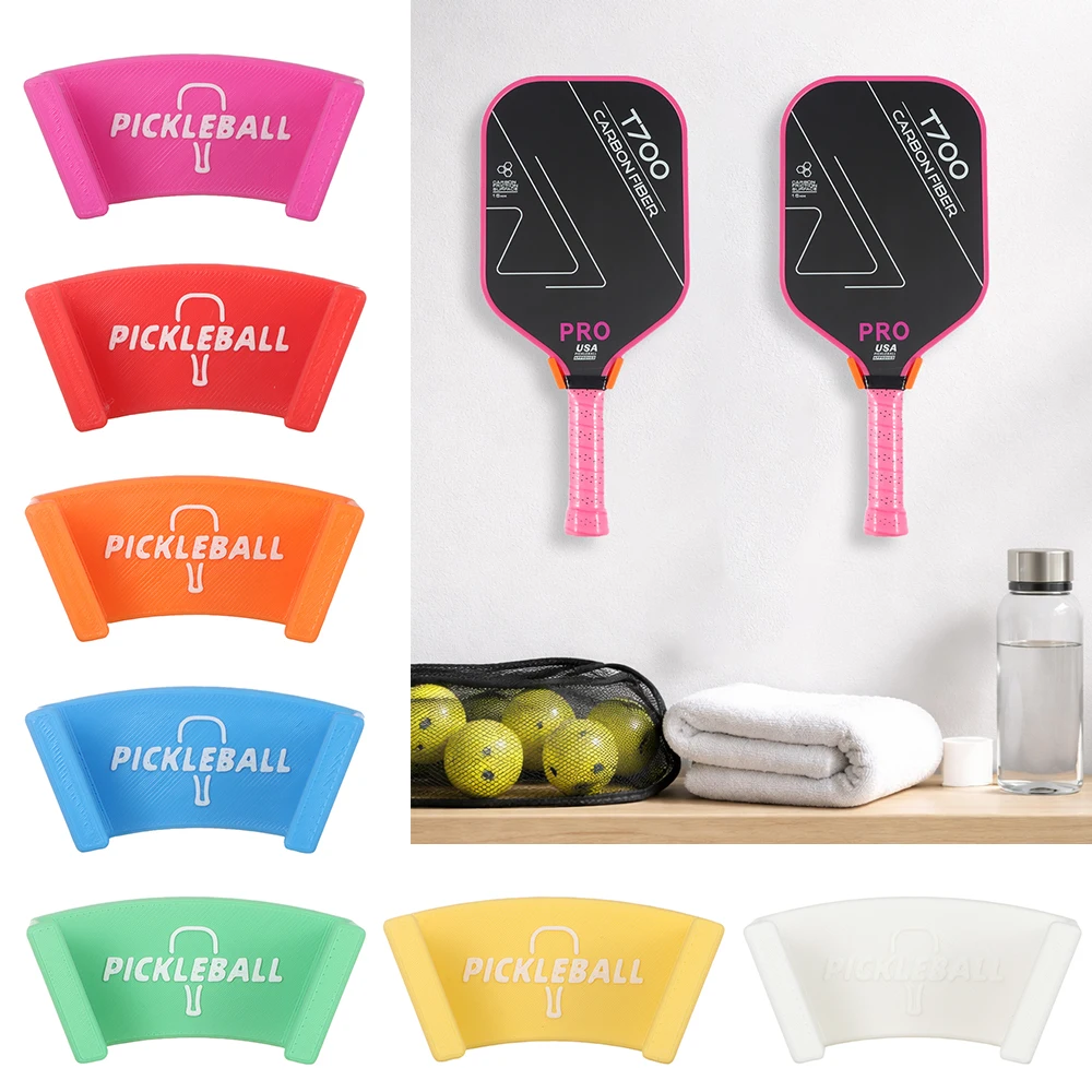 Wall Mounted Pickleball Racket Wall Rack Self-adhesive Plastic Pickleball Paddle Holder Punch-Free Durable