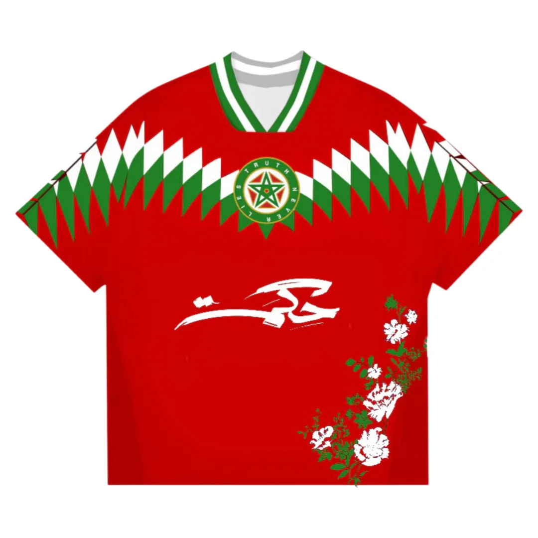 Vintage Berber Tribal Floral Street Oversized Morocco Football Jersey Adult Kids Casual T-Shirt Summer Breathable Soft Stylish