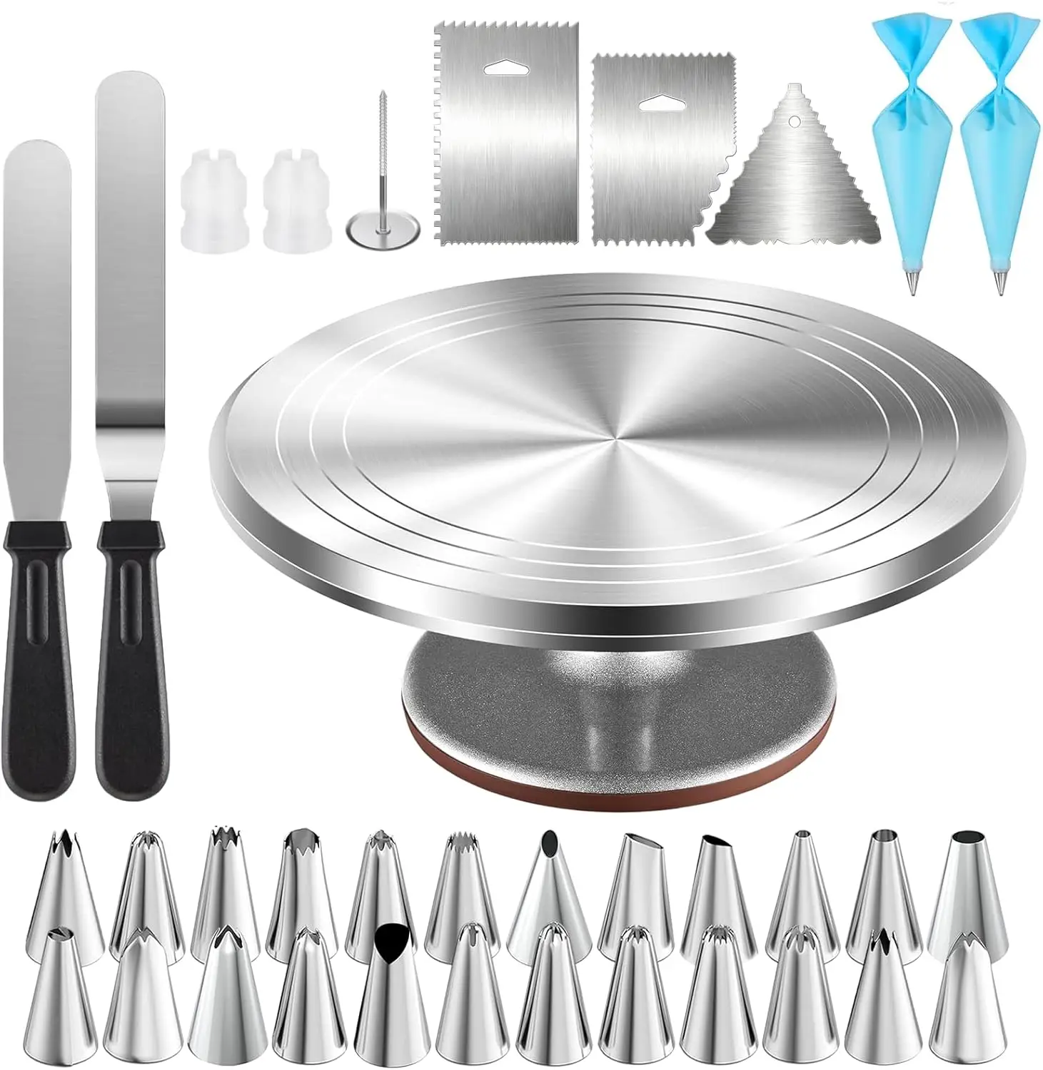

35-Piece Cake Decorating Kit with 24 Tips, Turntable, Pastry Bag & Tools for Beginners and Pros