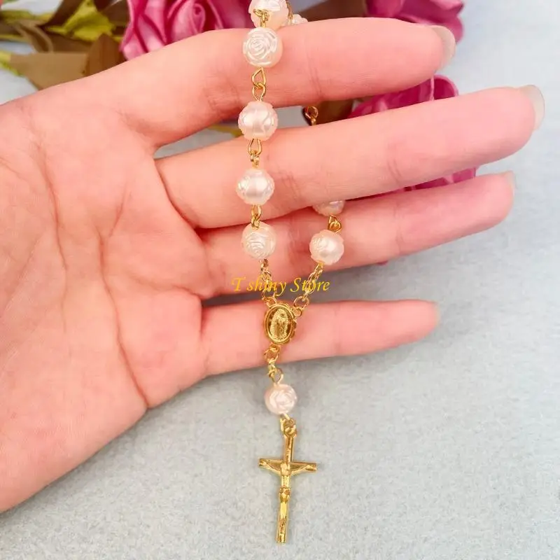 N58F Mini Rosary Baptism Favor Acrylic Finger Rosaries Weddings Party Favor Baptism Rosary Finger Baptism Rosaries