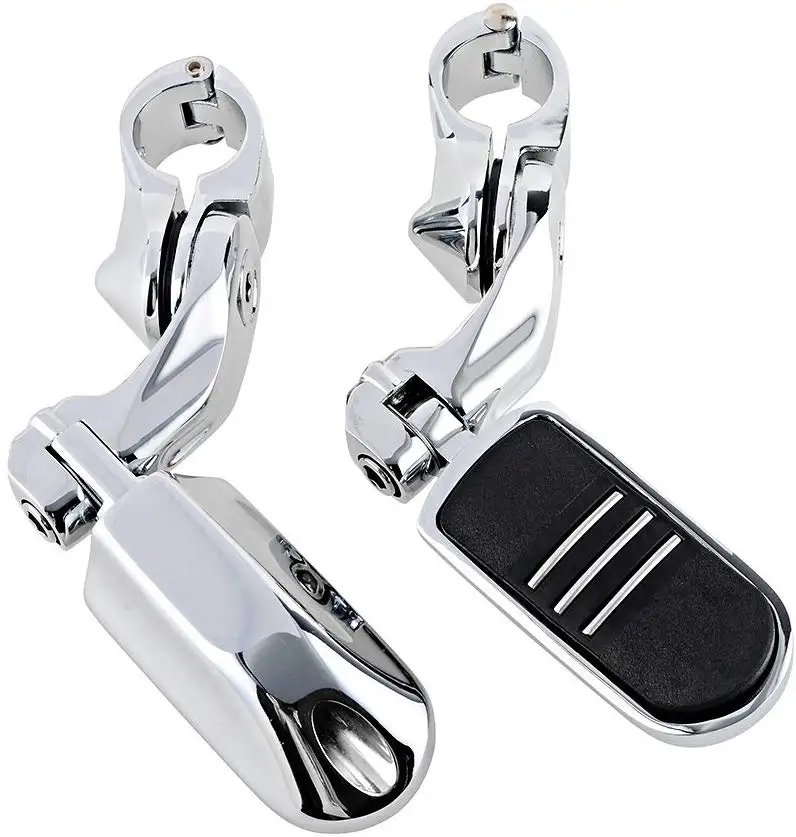 

Short Angled Three Lines Adjustable Highway Foot Pegs Chrome 1.25" 32 mm Peg Mount For Harley Davidson Highway Crash Bar