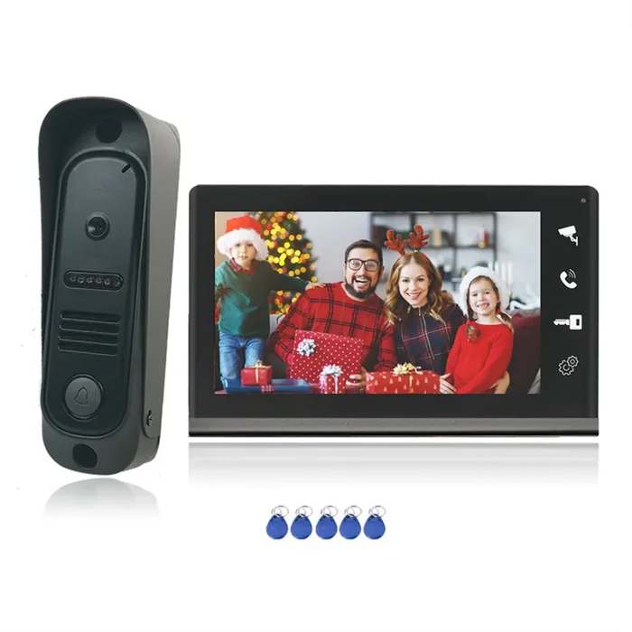 Wired Video Doorbell Intercom System Apartment Intercom Kit with 7 Inch Color Monitor and HD Camera Night Vision for Home