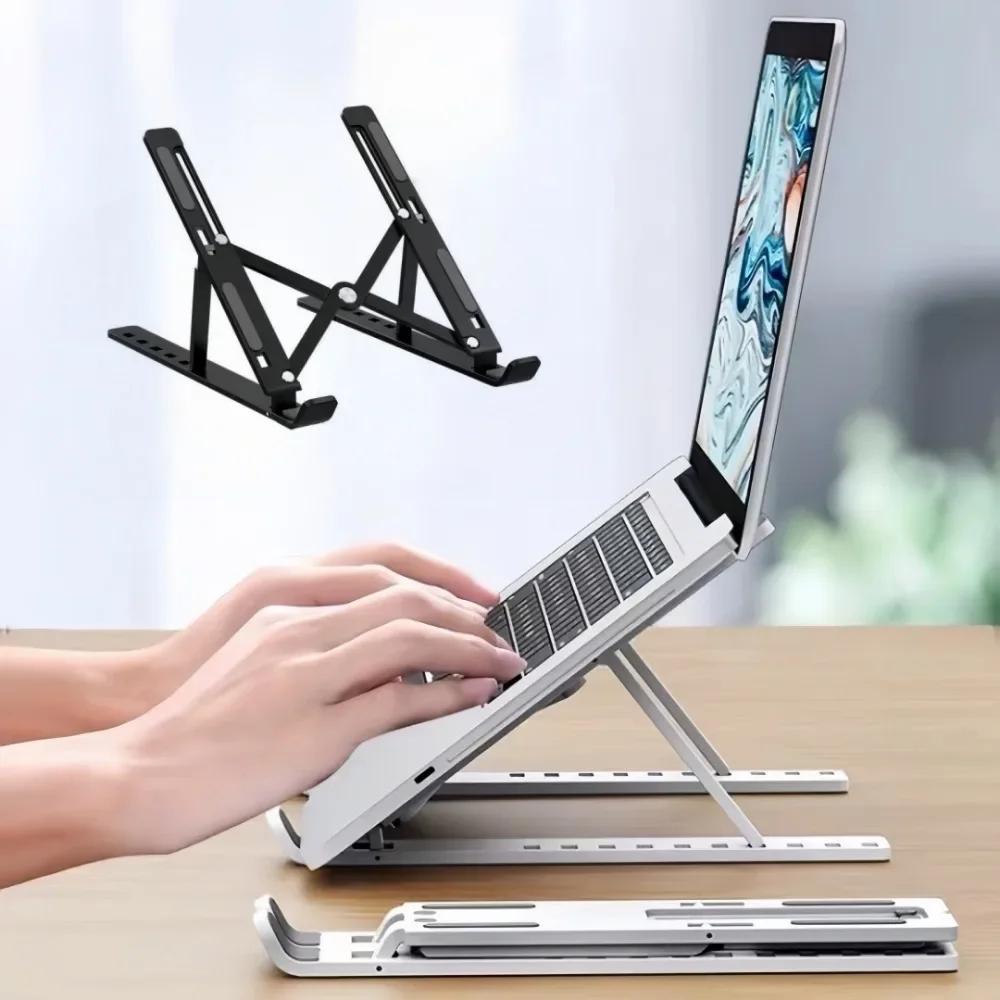 Suporte Portátil de Plástico Dobrável para Notebook, Ajustável, com Dissipação de Calor e Estabilidade, Adequado para Acessórios de Base de Tablet