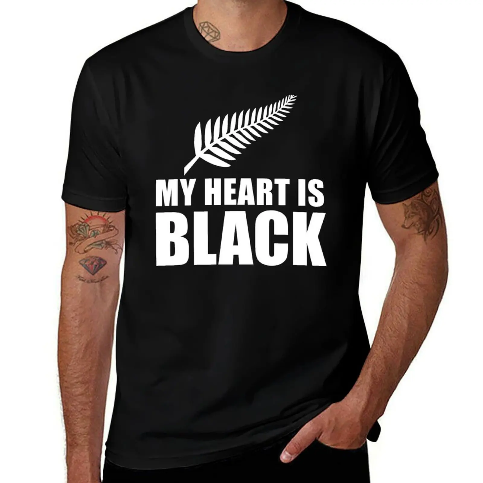 New Zealand Rugby T Shirt My Heart Is Black for Rugby Fans T-Shirt g man t shirts for men printed t shirts for man T-Shirt