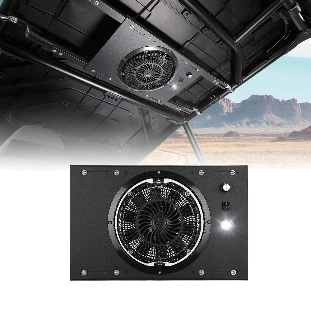 UTV Cab Cooling Fan with Dome Light Integrated Solid Aluminum Mount for Ranger RZR for Can-Am X3/X3 MAX/ Maverick R for Defender