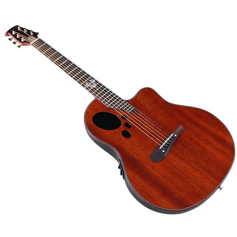 6 Strings Round Back Ovation Model Brown 41 Inch Acoustic Guitar Cutaway Design Electric Folk Performance Guitar