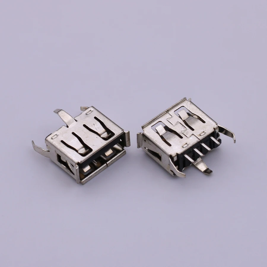 1PCS/LOT USB Jack Plug 3 legs+4 pin A Type Flat Angle (180 Degree) Female USB PCB Connector Socket