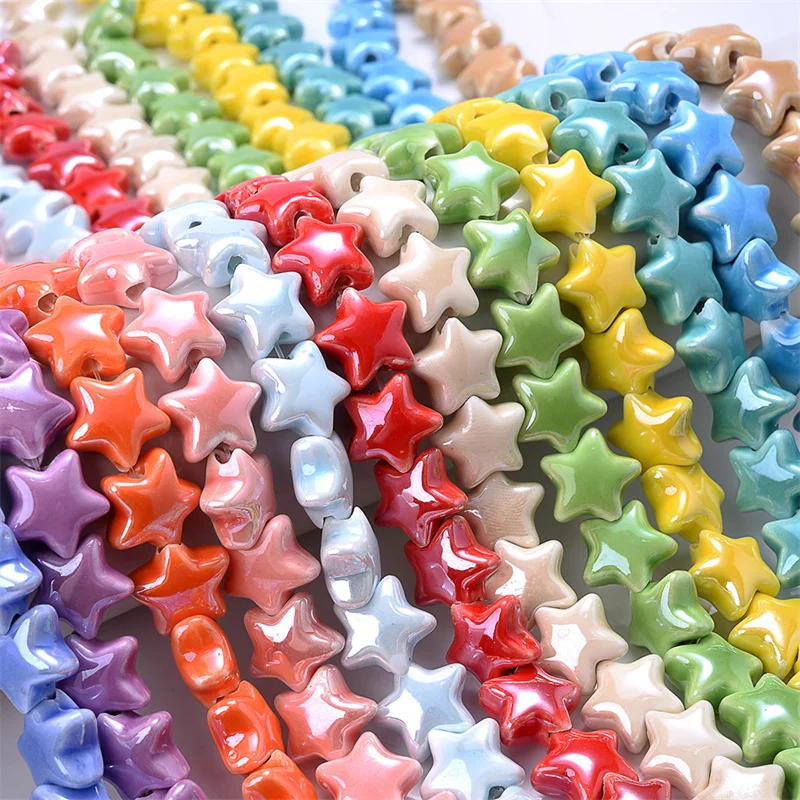 10pcs Colorful Star Ceramic Charm Beads Glazed Mixed Five-pointed Star Spacer Beads For Jewelry Diy Making Bracelet Accessories