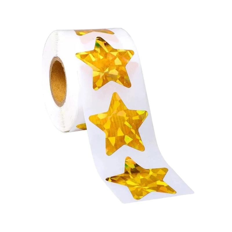 Y4UE 500Pieces Sparkling Star Sticker Colorful Heart Sticker for Scrapbooking Journal Notebook Water Bottle Laptop Packaging