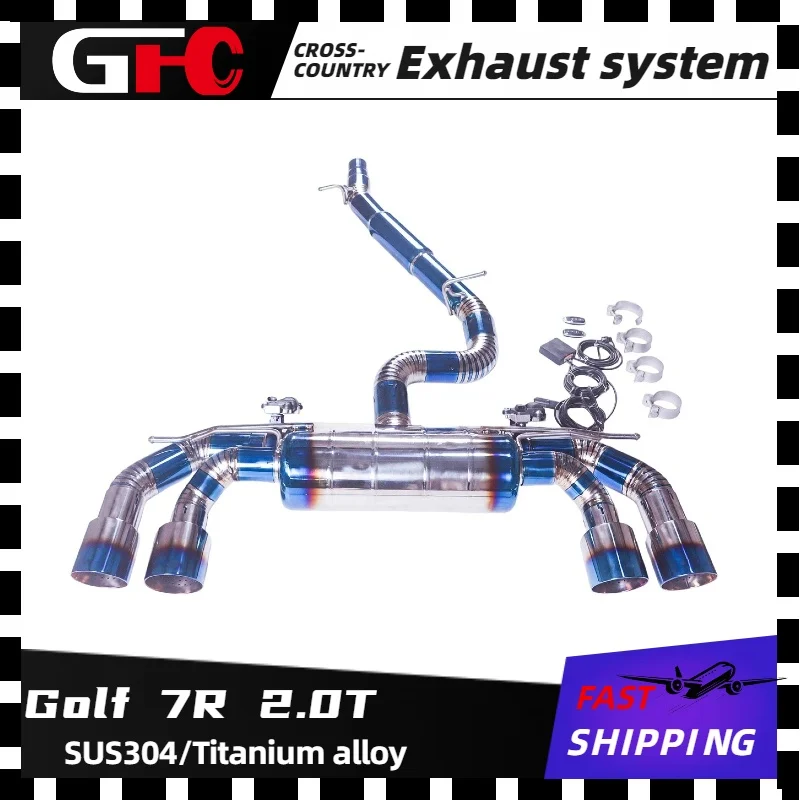GFC catback high-performance titanium alloy exhaust system, valve muffler 4 tips.For 2018-2022 Golf 7R 2.0T