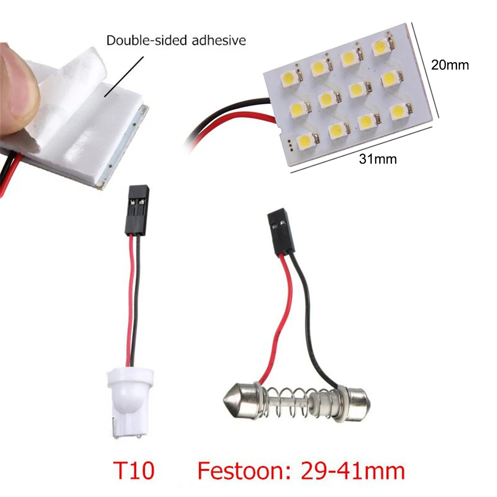 12 Smd Cob Led T10 4W 12V Wit Licht Auto Interieur Paneelverlichting Dome Lamp