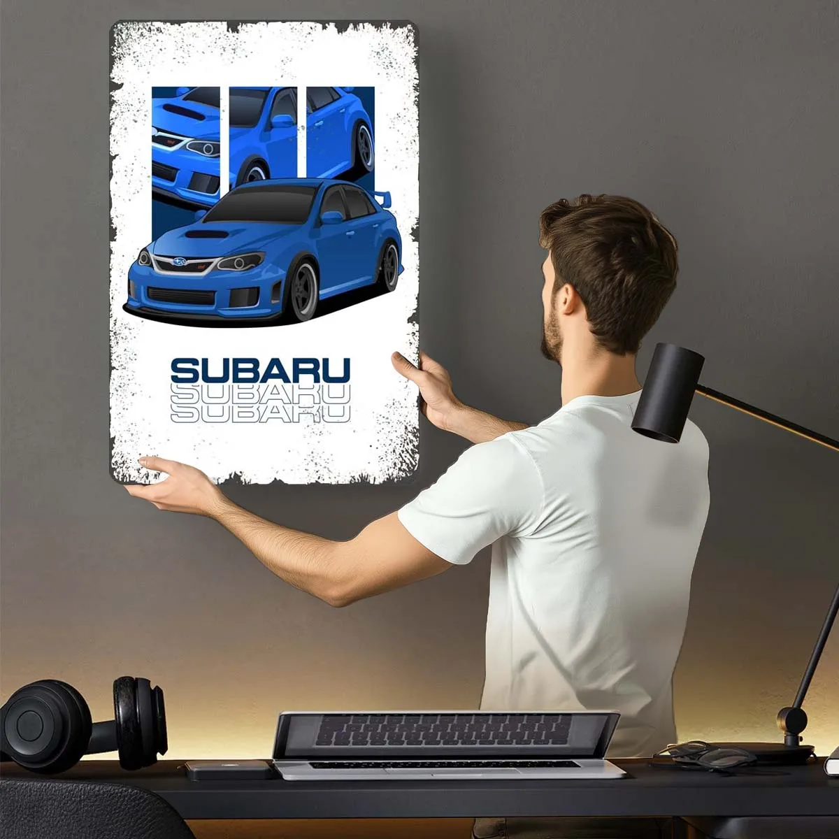 Subaru Impreza WRX STI Znak Konfigurowalne Samochody Plakat Dekoracyjny Metalowa Płyta Retro Metalowe Blaszane Znaki do Garażu Dekoracja Ścienna