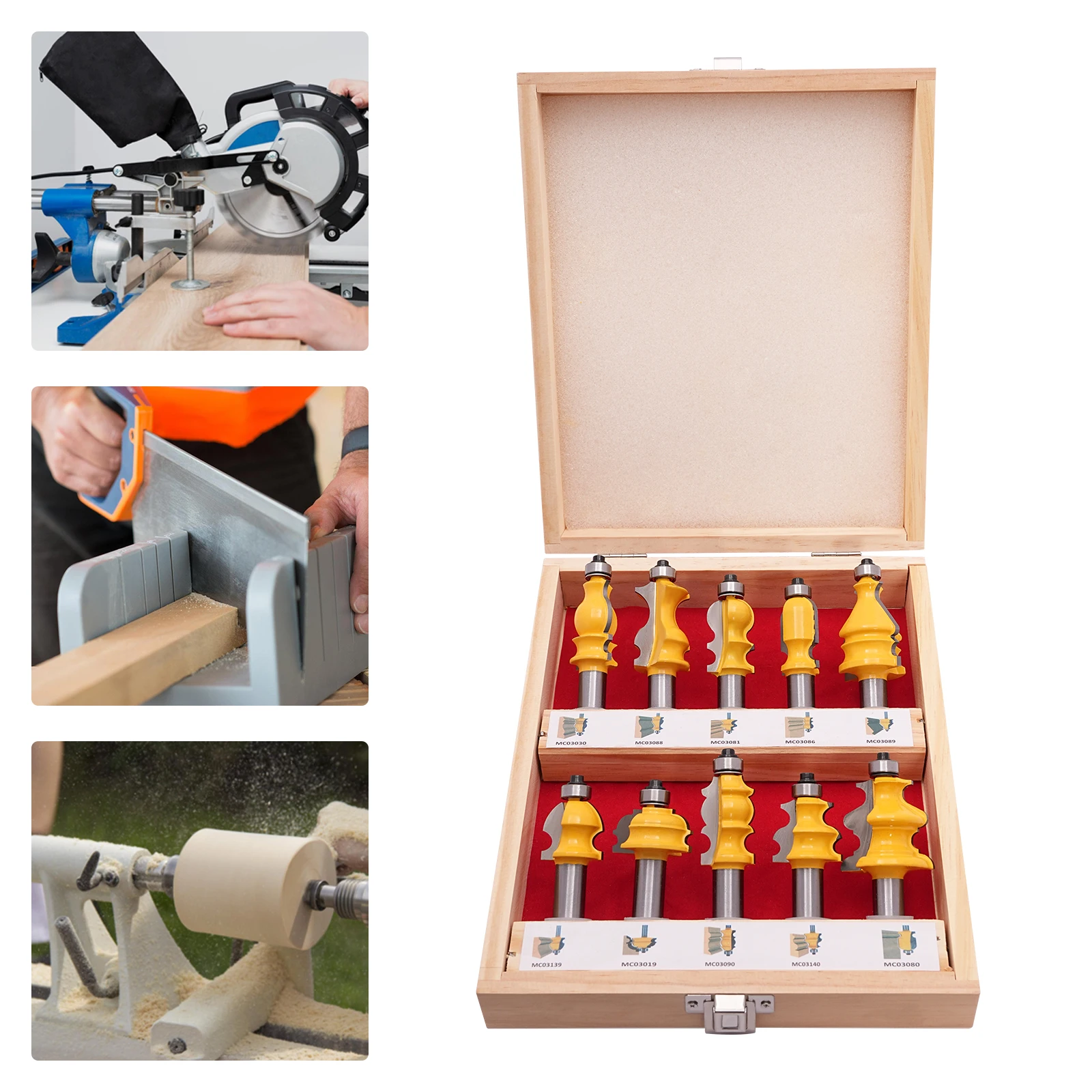 

10-Piece Woodworking Router Bit Set Woodworking Milling Cutter Tools for Precision Milling Router Bit Set