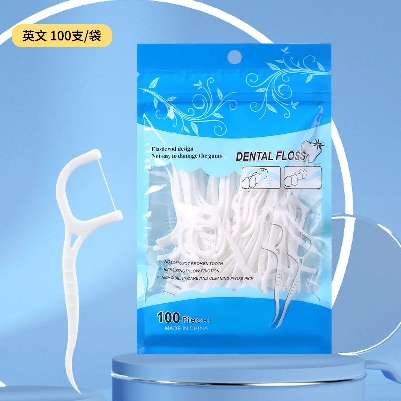 100pcs Dental Floss Flosser Picks Toothpicks Teeth Stick Tooth Cleaning Interdental Brush Dental Floss Pick Cleaning Tooth