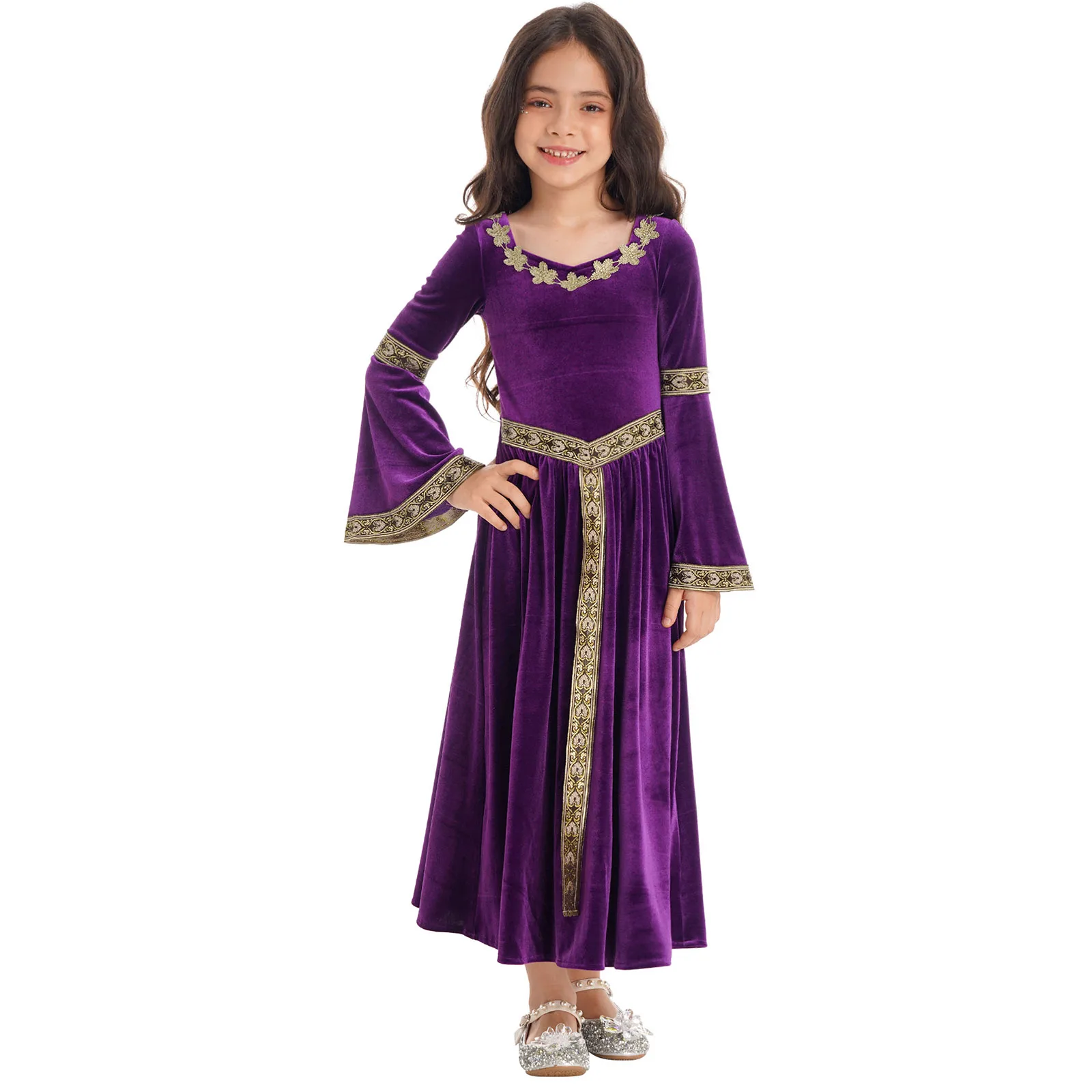 Kinder Mädchen Cosplay mittelalter liche Renaissance Prinzessin Königin Kostüm Samt Kleid für Weihnachten Weihnachten Halloween Karneval Party verkleiden