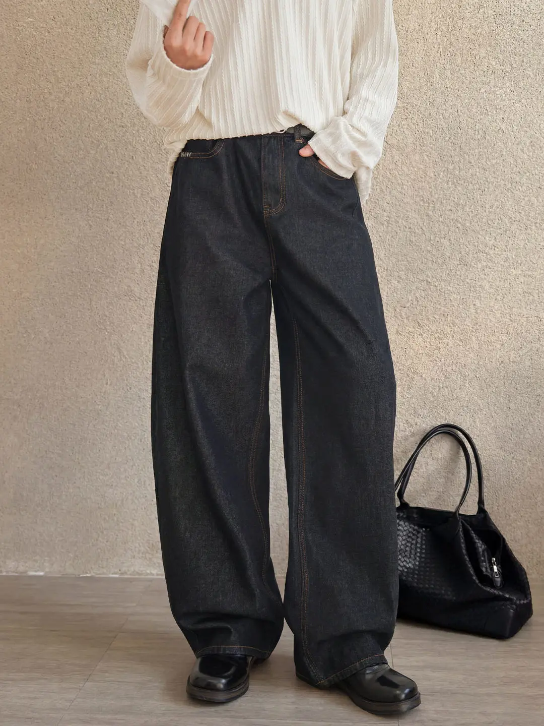 

Американские джинсы High Street для мужчин: широкие прямые штанины, винтажный стиль, весенняя новинка, модный городской стиль, смесовый хлопок