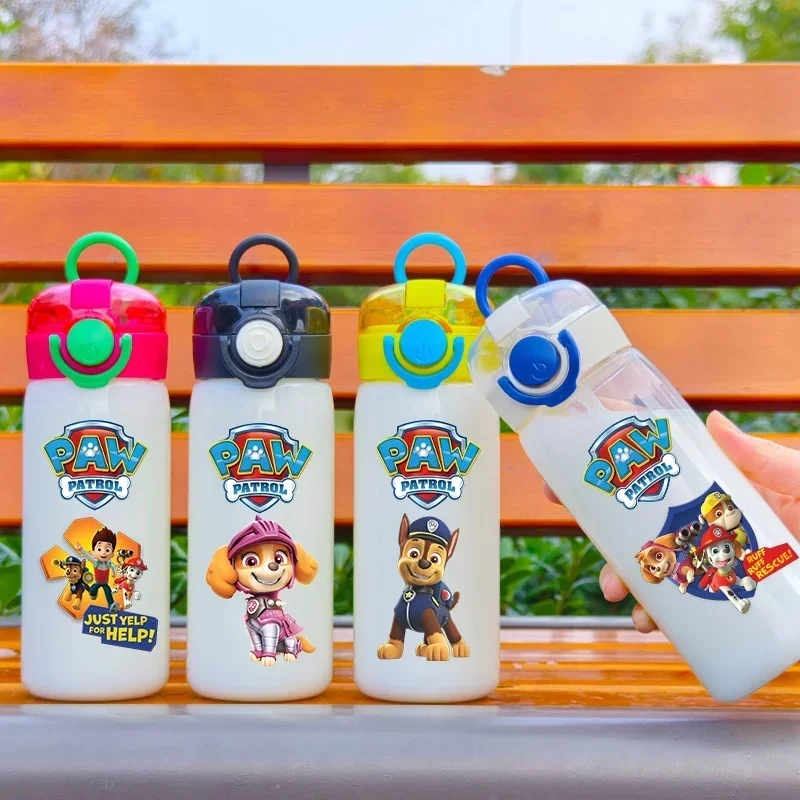 PAW Patrol Straw Plastic Water Bottle Outdoor Sports Large Capacity 400ML Portable Transparent Kids Drinking Water Cup Gifts