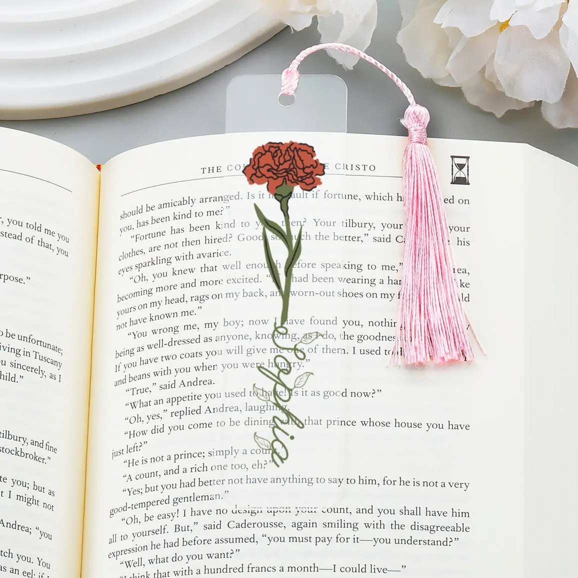 Personalized Custom Name Birth Flower Bookmark Color HD Print Acrylic Book Mark Gifts for Birthday Anniversary for Friend Bestie