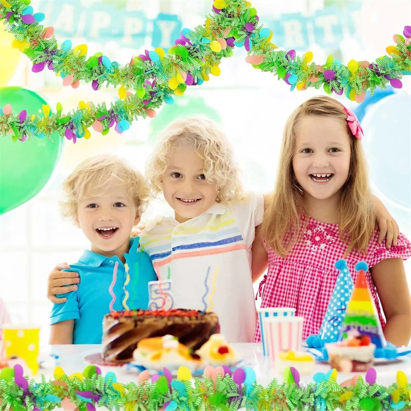 2m Easter Day Party Colorful Stripes Scene Arrangement Colorful Wool Stripes Tinsel Easter Hanging Ornament