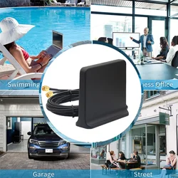 Segnale Boost 5G 4G LTE 3G GSM Mimo Antenna ad alto guadagno 12Dbi 600-6000Mhz Antenna WiFi Omni esterna (nero con adattatore Ts9)