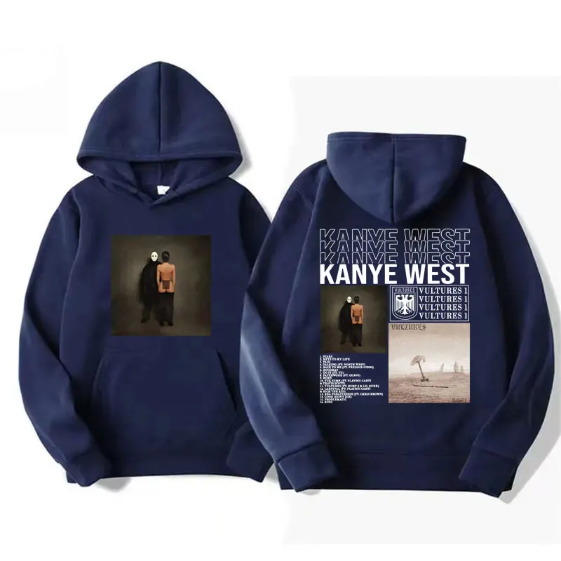 Rapper Kanye West New Album Vultures Graphic Hooded Men Women Vintage Fashion Sweatshirt Male Gothic Oversized Hoodie Streetwear