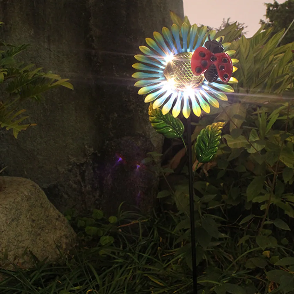 

Садовый солнечный светильник-колышек в форме цветка-жучка, всепогодный, для дорожек, подъездных путей, патио, дворов, газонов, садовых дорожек