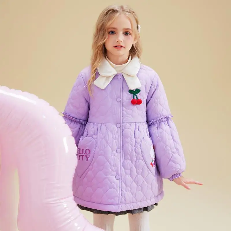 

Sanrio Hello Kitty Kid Cotton-Padded Clothes Cartoon Thickened Overcoat Cute Autumn Winter Coat Anime Sweet Tops Girl Gift