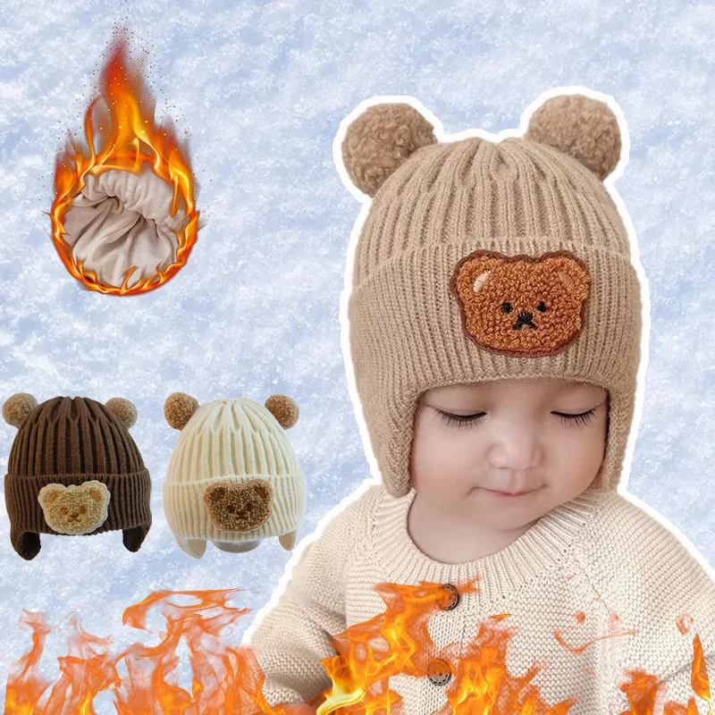 1-10PCS Baby Bear Ears Knit Be - Infant Beanie Hat With Ears ulasan dan harga