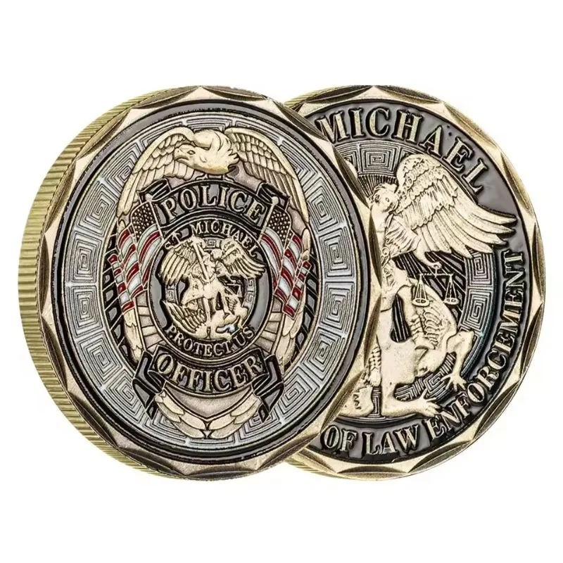 Police Officer Copper Plated Patron Saint of Law Enforcement Collection Coin ST.Micheal Commemorative Coins