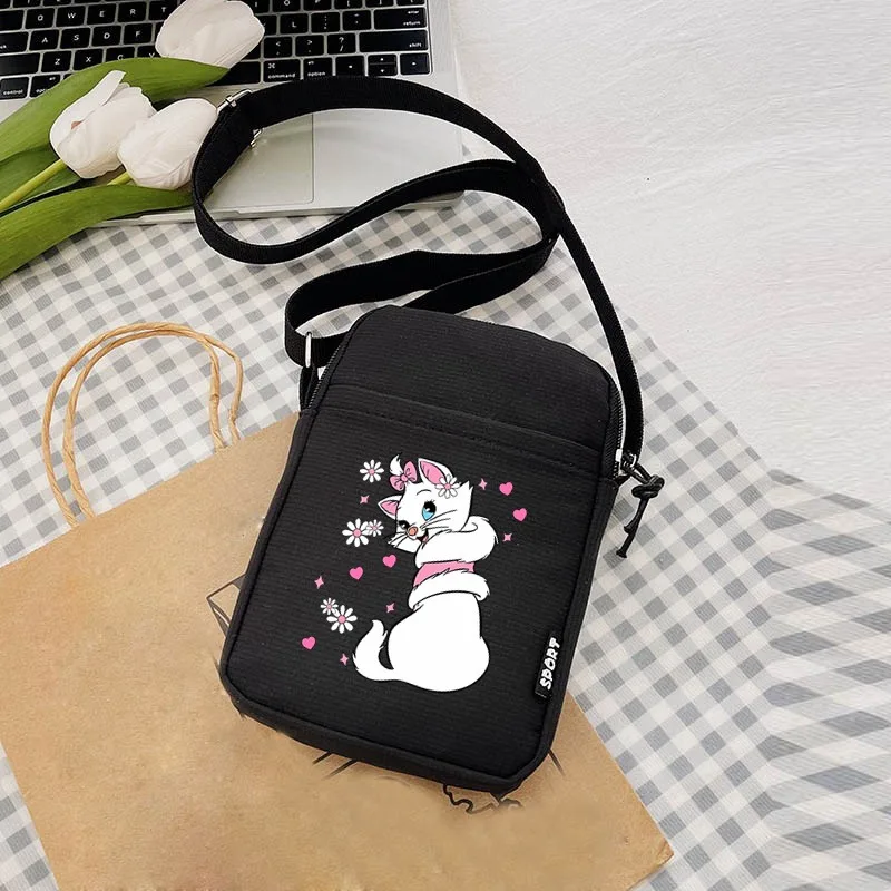 Disney The Aristocats Marie Cat Women\'s Bags Fashion Ladies Shoulder Bag Kawaii Multi-Function Moblie Phone Bag Women\'s Handbag