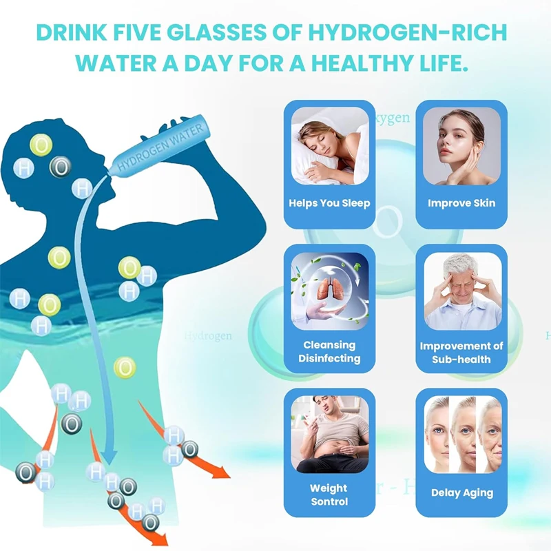400ML Hydrogen Water Cup  H2 Inhalation Device Water Bottle 6000PPB SPE PEM 3 Mins and 18 Mins Dual Mode Maker Lonizer