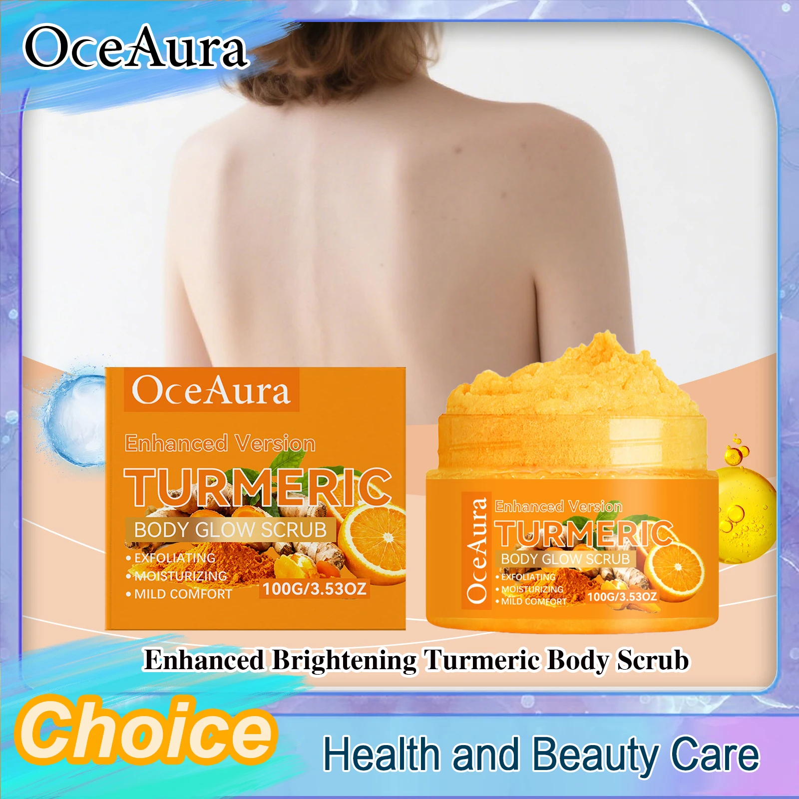 Enhanced Brightening Turmeric Body Scrub Natural Formula Gentle Remove Dead Skin Hydrating Skin Smooth Boost Shower Exfoliating