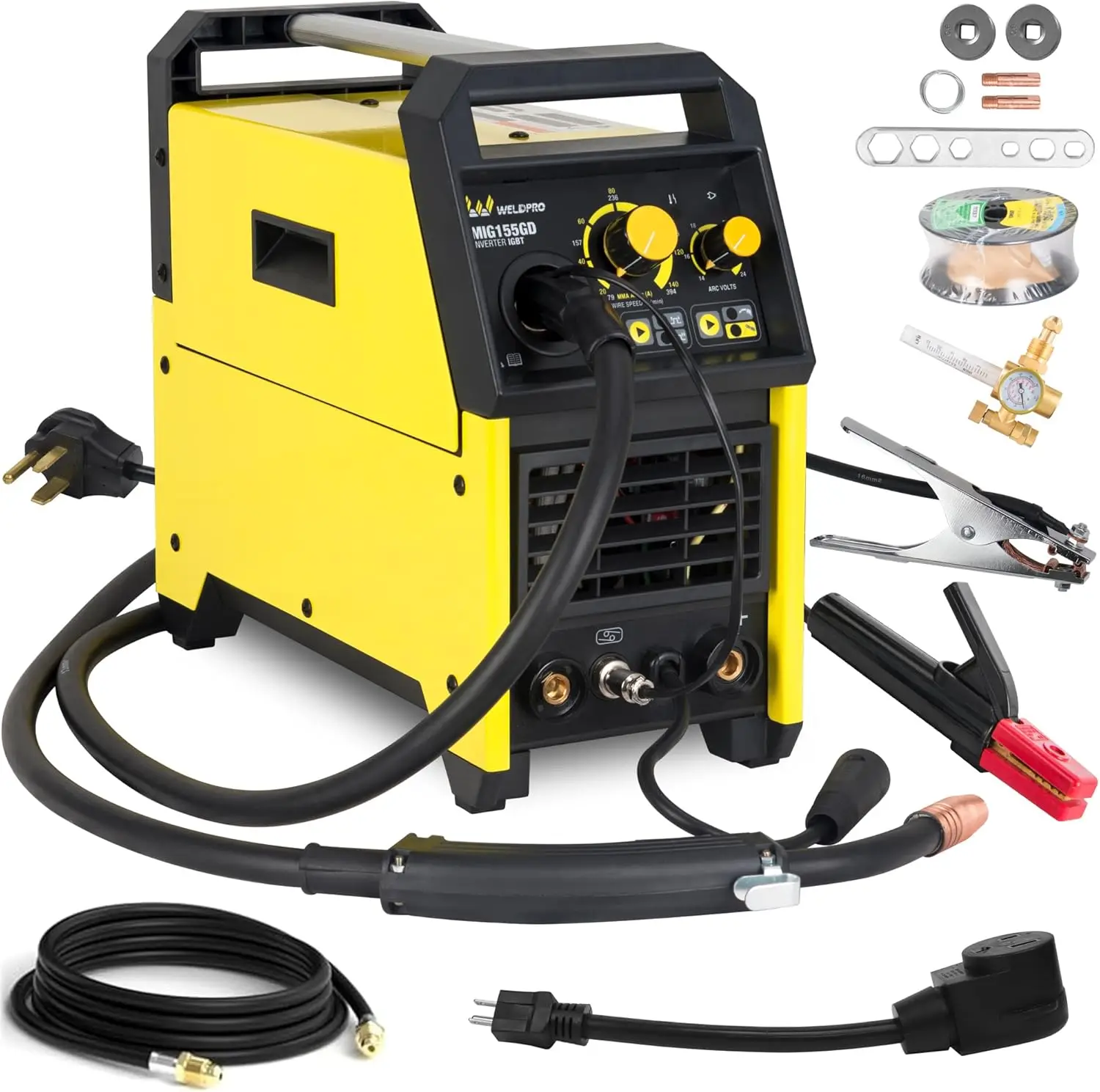 

155A 4-in-1 Portable Welder, MIG/Stick/Spool Gun, 110V/220V IGBT Inverter for Beginners
