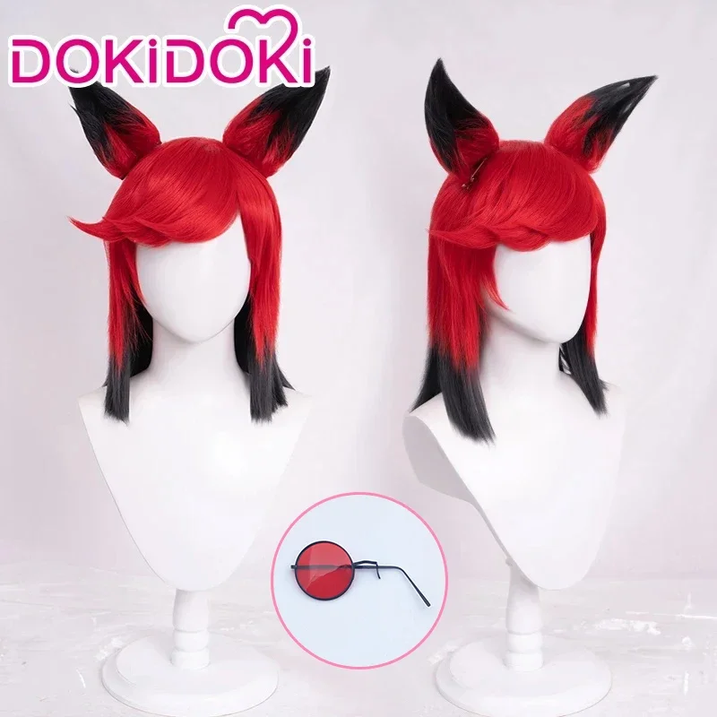 

Alastor wig anime cosplay DOKIDOKI red black hair Alastor men cosplay wig anime cosplay hair ears glasses heat resistant