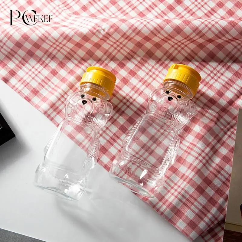 1pc 230ml Plastic Squeeze Condiment Bottles Bear Shape Honey Sauce Mustard Jam Dispenser